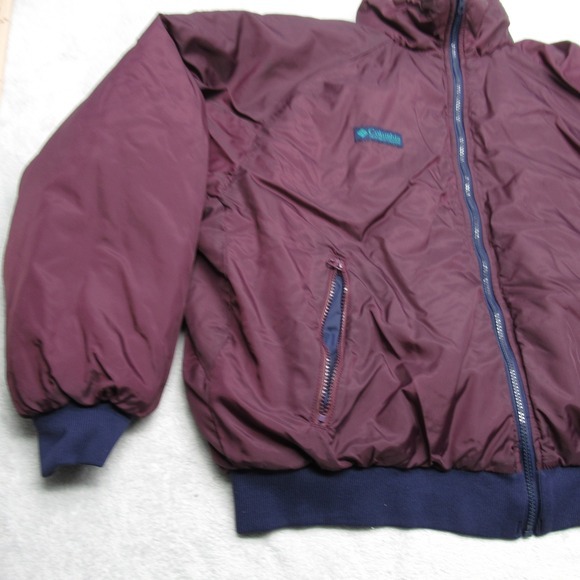 Vintage Columbia Jacket Mens XL Blue Maroon Insulated Reversible Full Zip Bomber - Picture 9 of 12